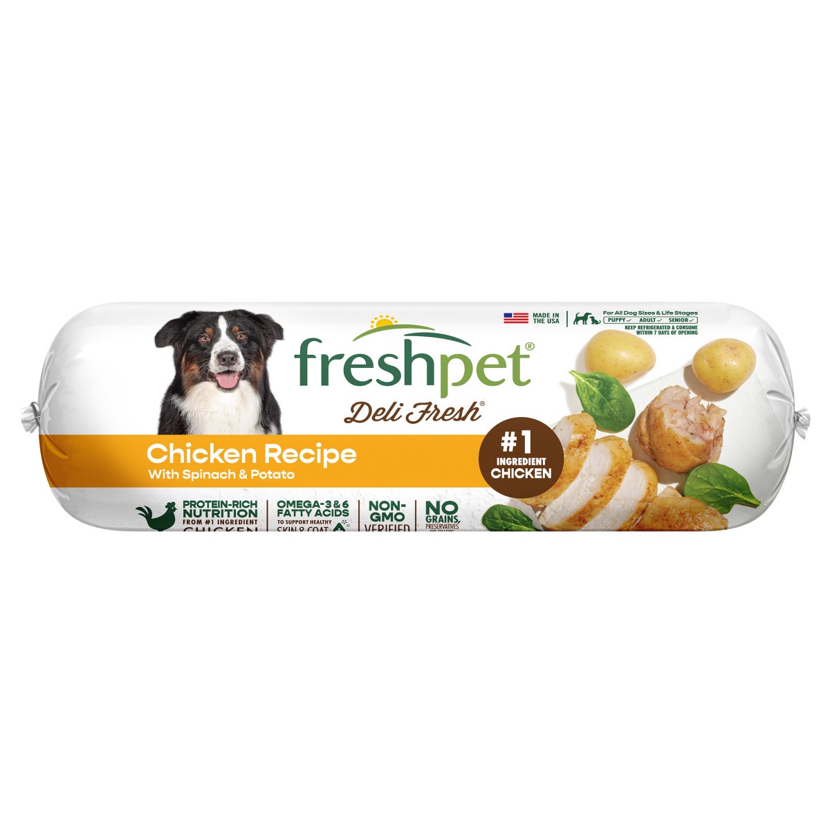 Freshpet grain-free dog food with chicken as first ingredient