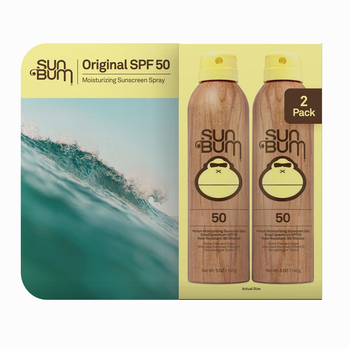 Sun Bum Original SPF 50 sunscreen spray 2-pack
