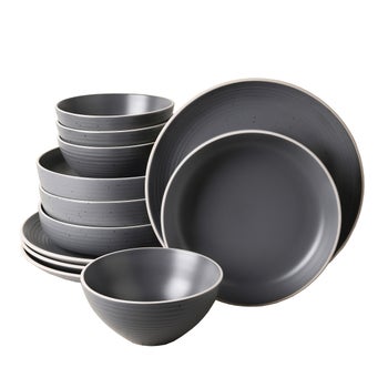Stone + Lain Lauren white 12-piece stoneware dinnerware set