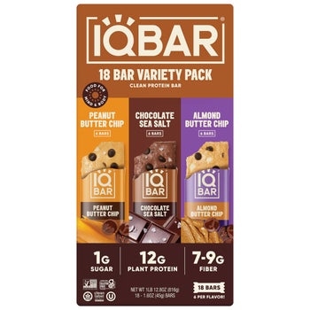 IQBAR plant protein bars variety pack 18-count