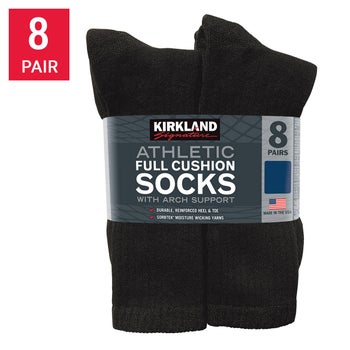 Kirkland Signature men's white athletic socks 8-pair pack