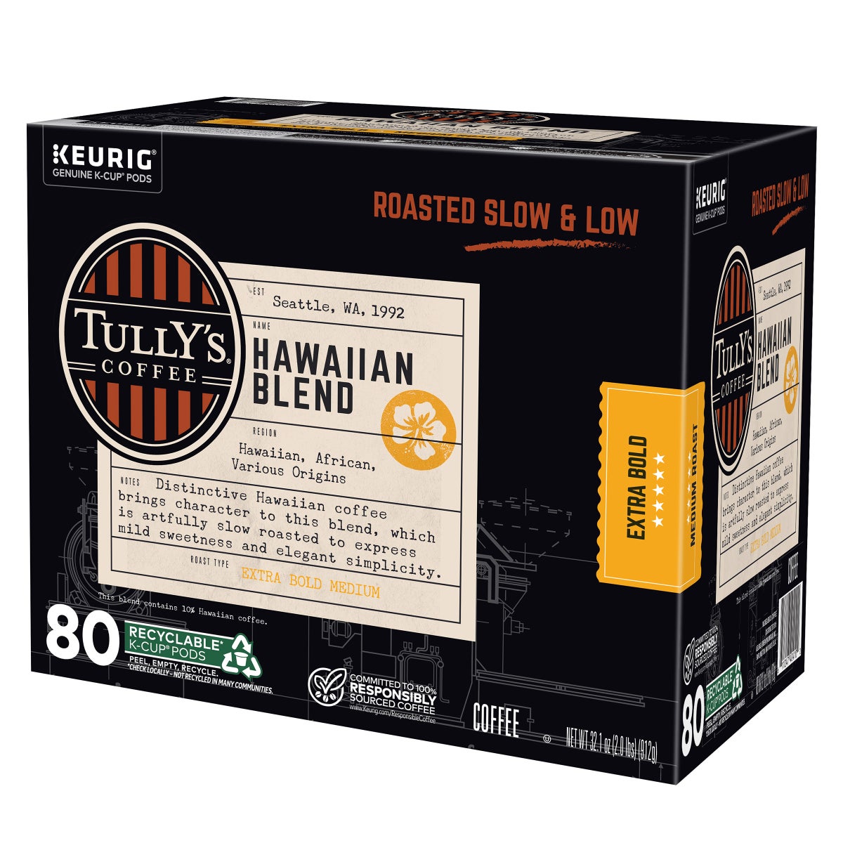 Tully's Hawaiian Blend medium roast coffee pods