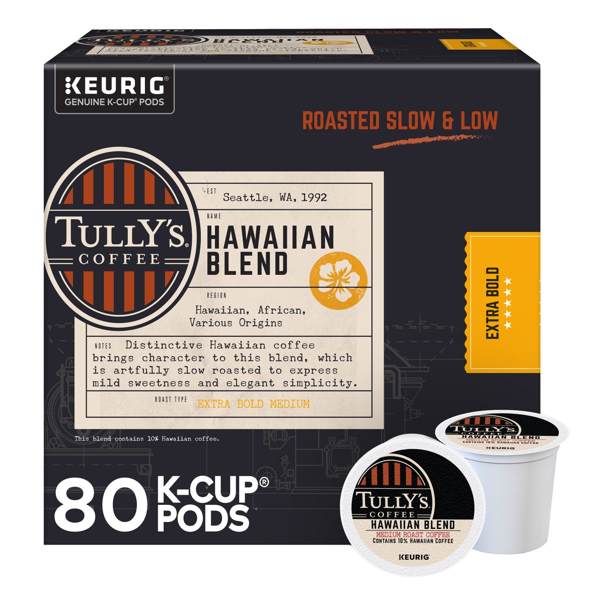 80-count Tully's Hawaiian Blend coffee pods