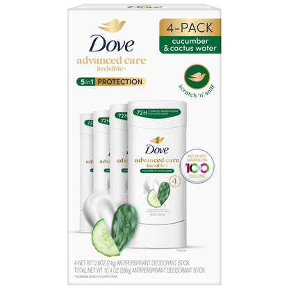 Dove Advanced Care Invisible+ deodorant 4-pack 2.6 oz
