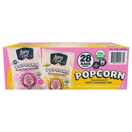 Lesser Evil organic popcorn variety pack 28-count