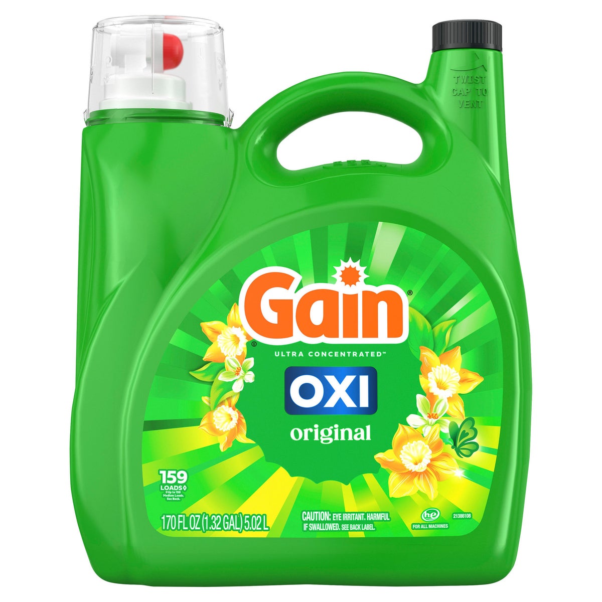 Gain +Oxi Original liquid laundry detergent bottle