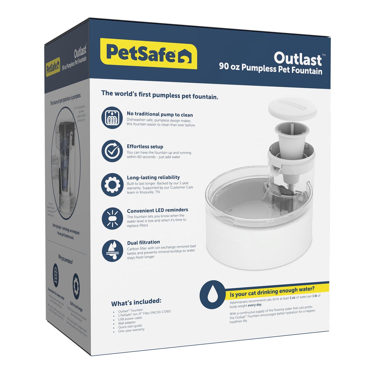 Quiet motor cat water fountain with LED indicators