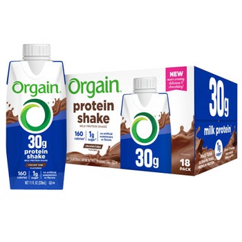 Orgain Chocolate Fudge 30g milk protein shake 18-pack