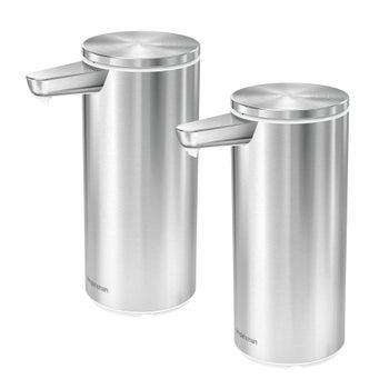simplehuman silver rechargeable sensor soap dispenser 2-pack