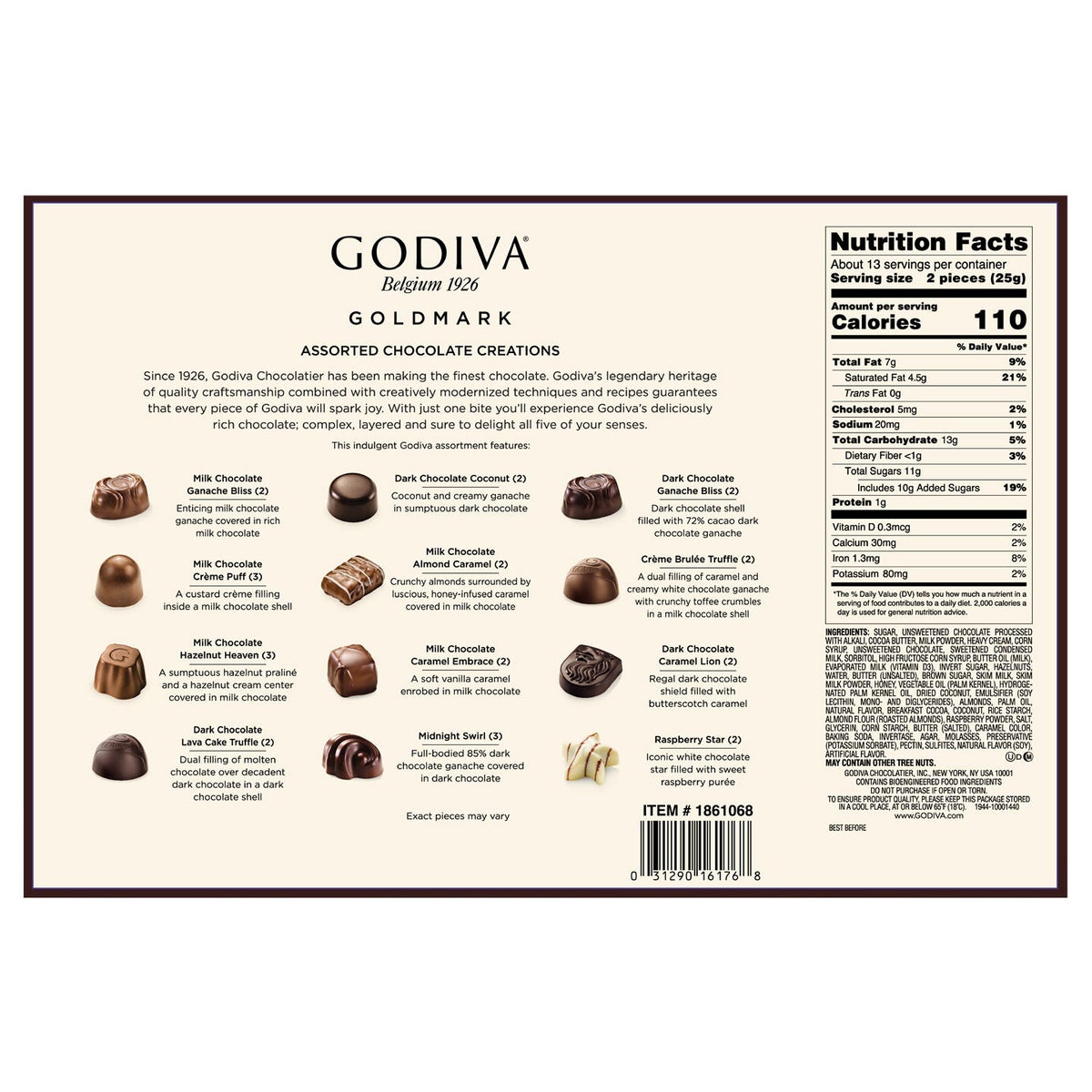 Assorted Godiva milk and dark chocolates spring box