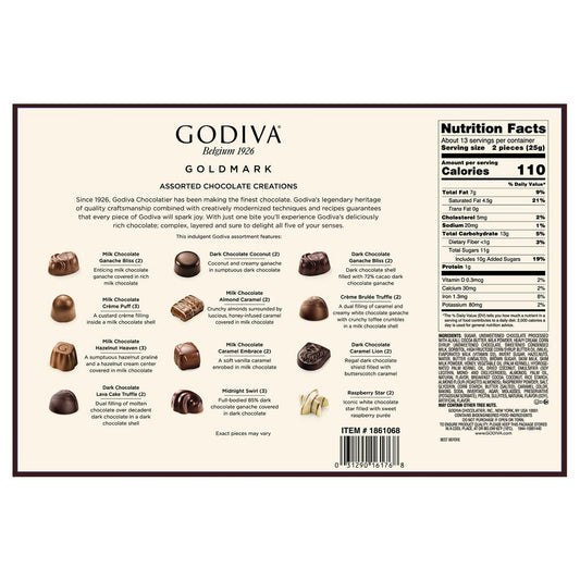 Assorted Godiva milk and dark chocolates spring box