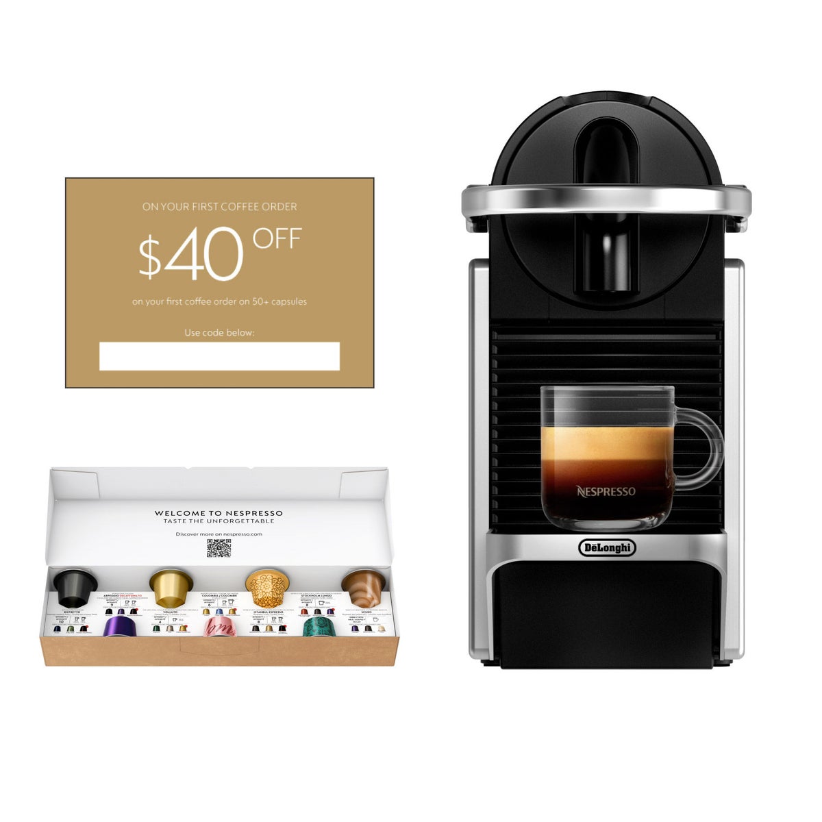 Nespresso Pixie Espresso Machine by De'Longhi front view
