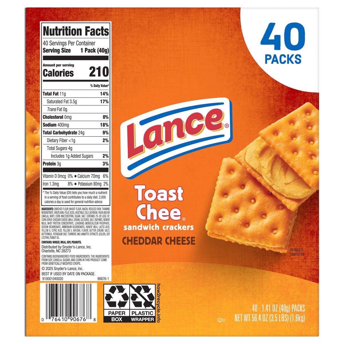 Lance cheddar cheese sandwich crackers snack packs