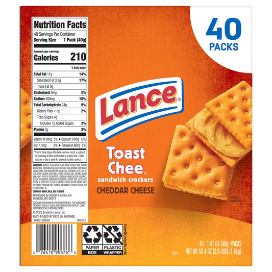 Lance cheddar cheese sandwich crackers snack packs