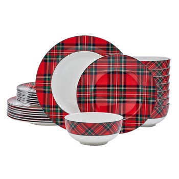 Mikasa Tartan Red bone china 24-piece dinnerware set