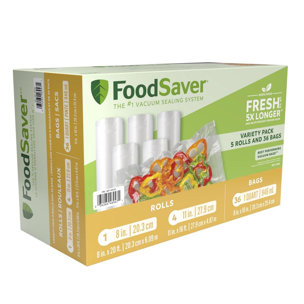 FoodSaver vacuum sealer rolls and bags variety pack