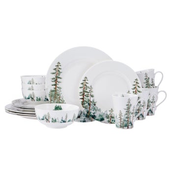 Mikasa Watercolor Forest bone china dinnerware set for 4