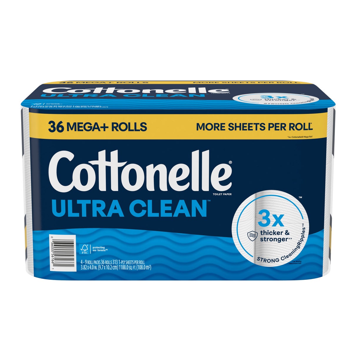 Cottonelle Ultra Clean 1-ply toilet paper rolls