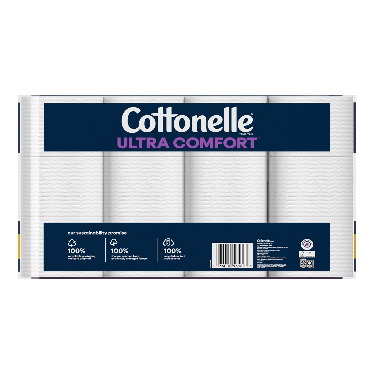 Close-up of Cottonelle bath tissue roll texture