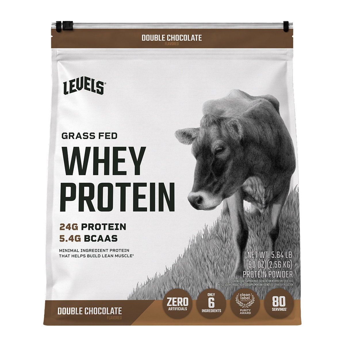 Levels grass fed double chocolate whey protein tub