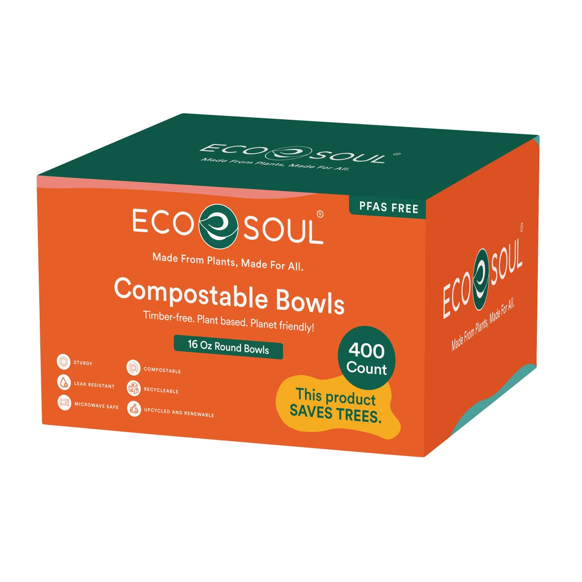 EcoSoul compostable 16 oz bowls 400-count