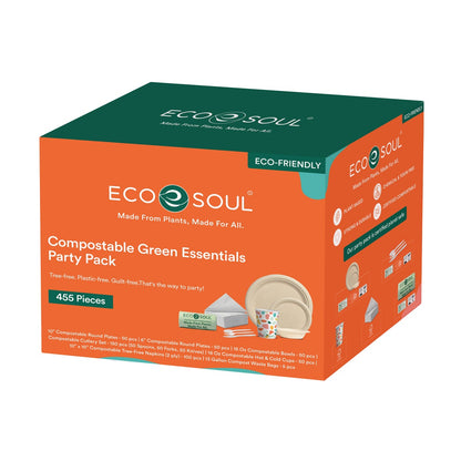 EcoSoul compostable green essentials party pack 455-count