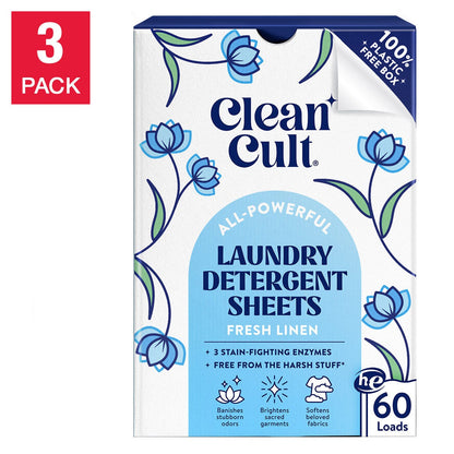 Cleancult Fresh Linen laundry detergent sheets package