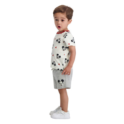 Baby shortall set with elastic waist shorts