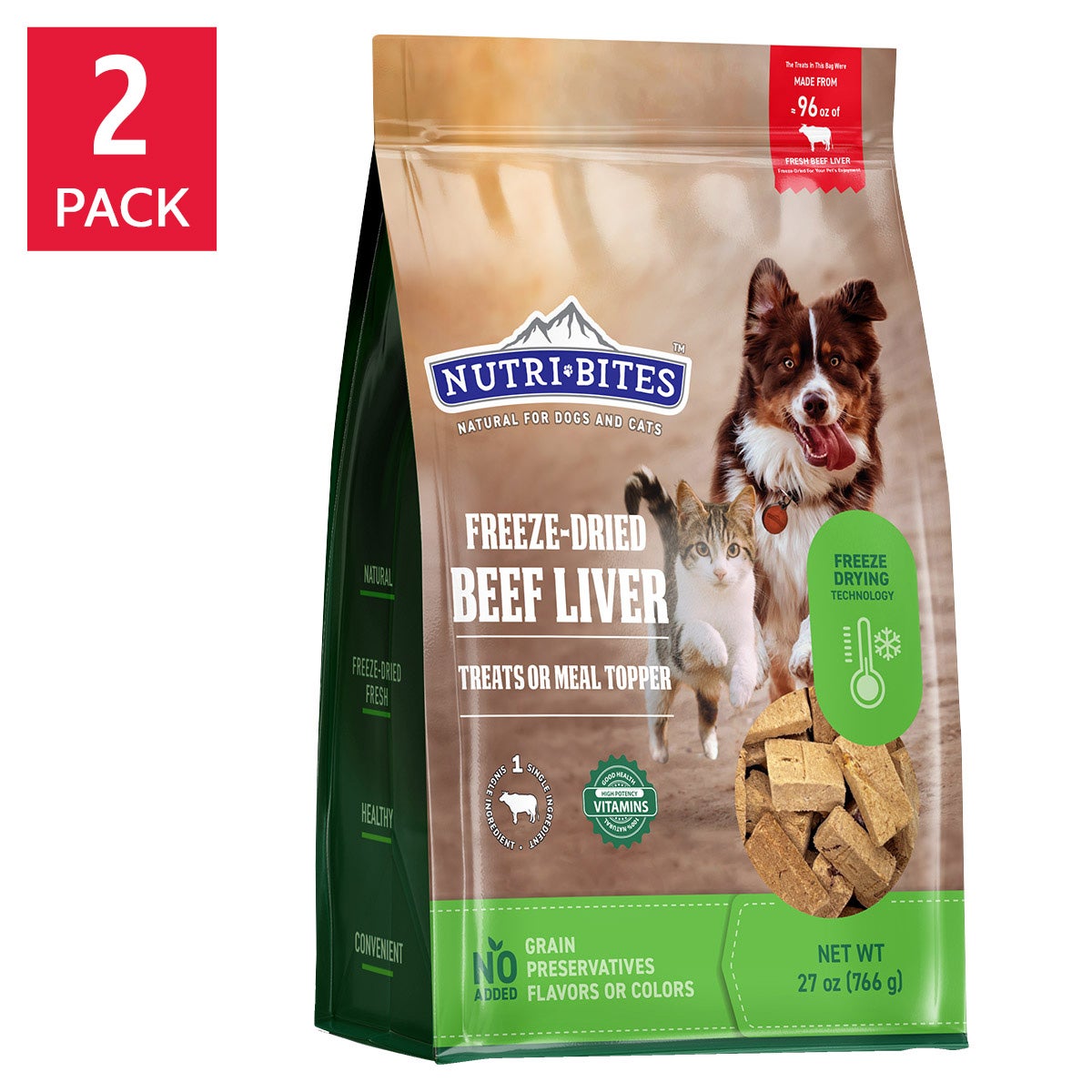 NutriBites freeze dried beef liver treats for dogs and cats