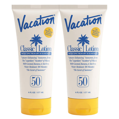 Vacation sunscreen lotion for beach and travel