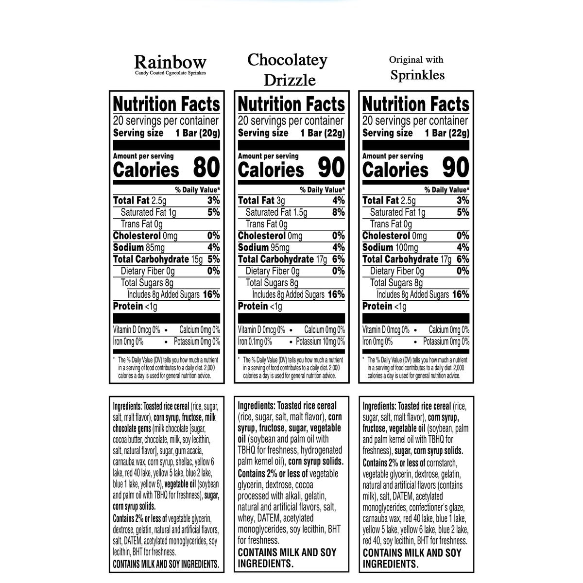 Kellogg's Rice Krispies Treats Rainbow and drizzle flavors