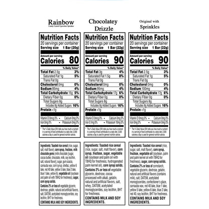 Kellogg's Rice Krispies Treats Rainbow and drizzle flavors