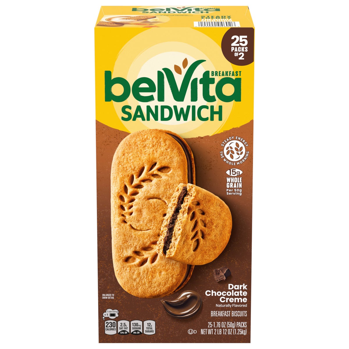 belVita breakfast sandwich biscuits dark chocolate creme front view
