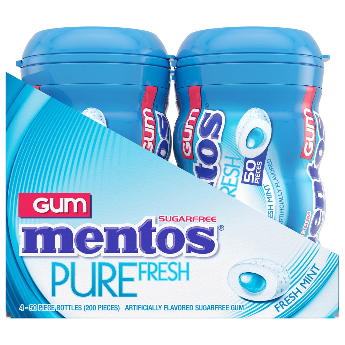 Mentos fresh mint gum bottles for on-the-go use