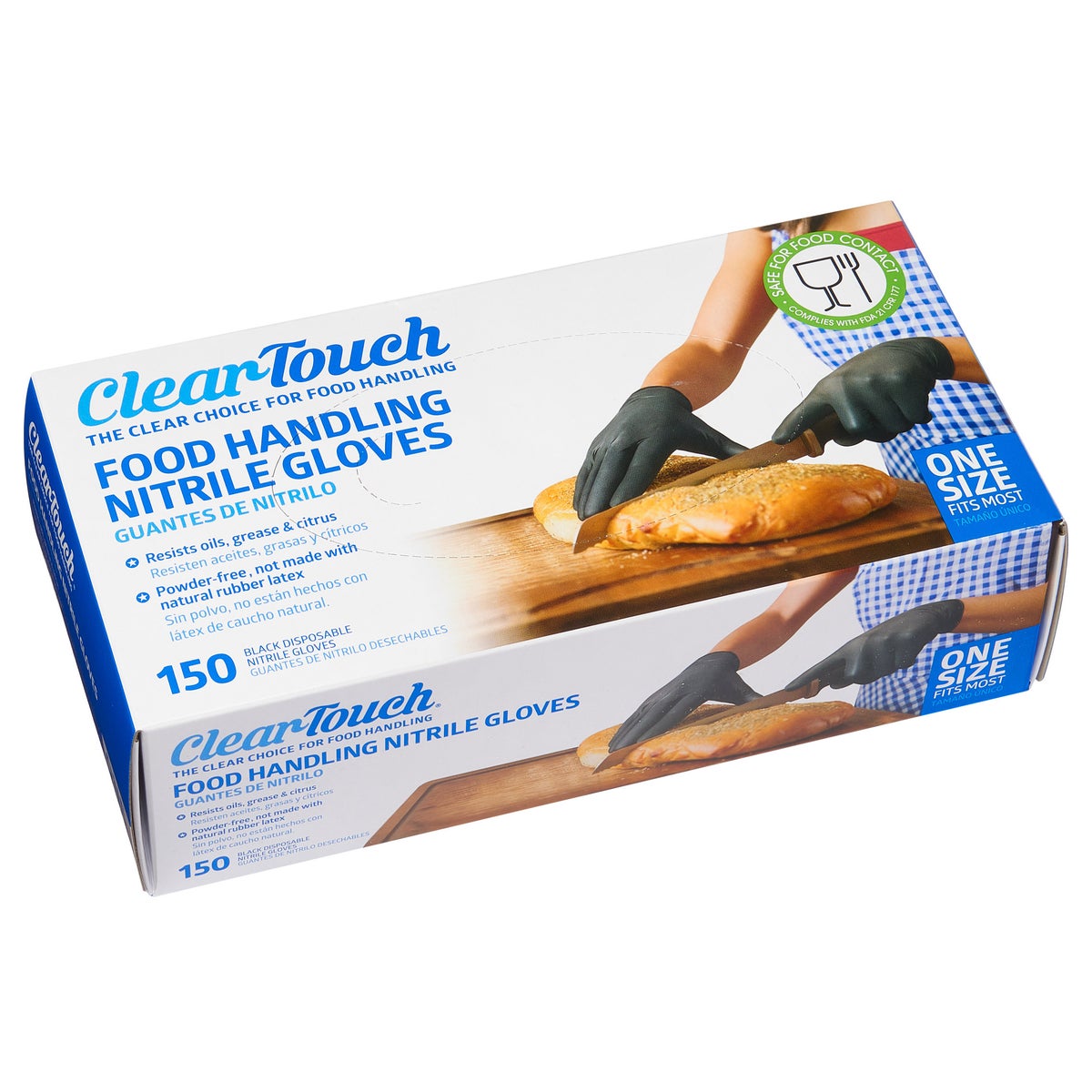 Clear-Touch black nitrile food handling gloves 150 count