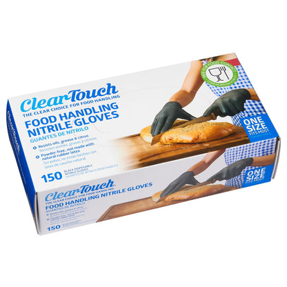 Clear-Touch black nitrile food handling gloves 150 count