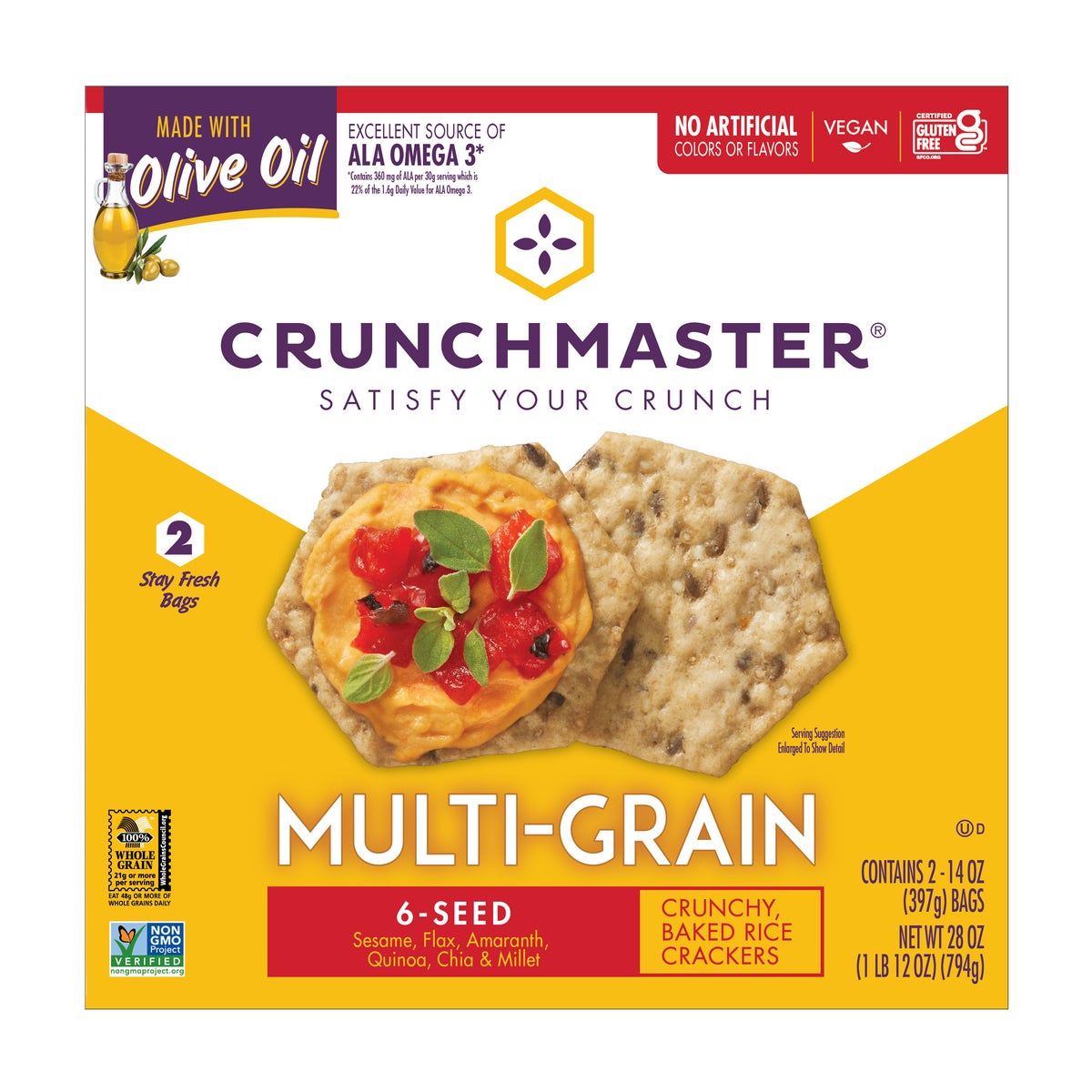 Crunchmaster 6-seed multi-grain crackers 28 oz