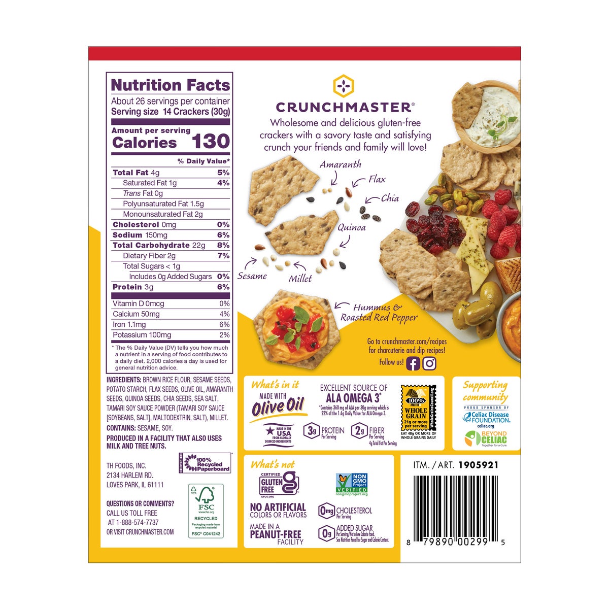 Crunchmaster gluten free vegan seed crackers package