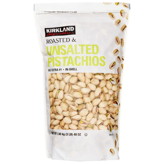 Kirkland Signature unsalted in-shell pistachios 3 lb bag