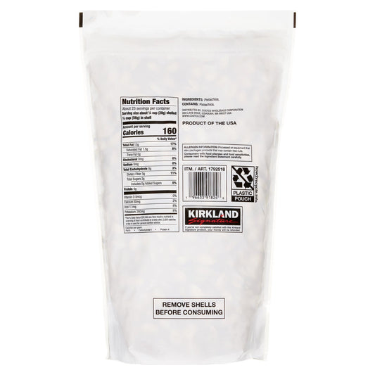 Kirkland Signature roasted pistachios product packaging