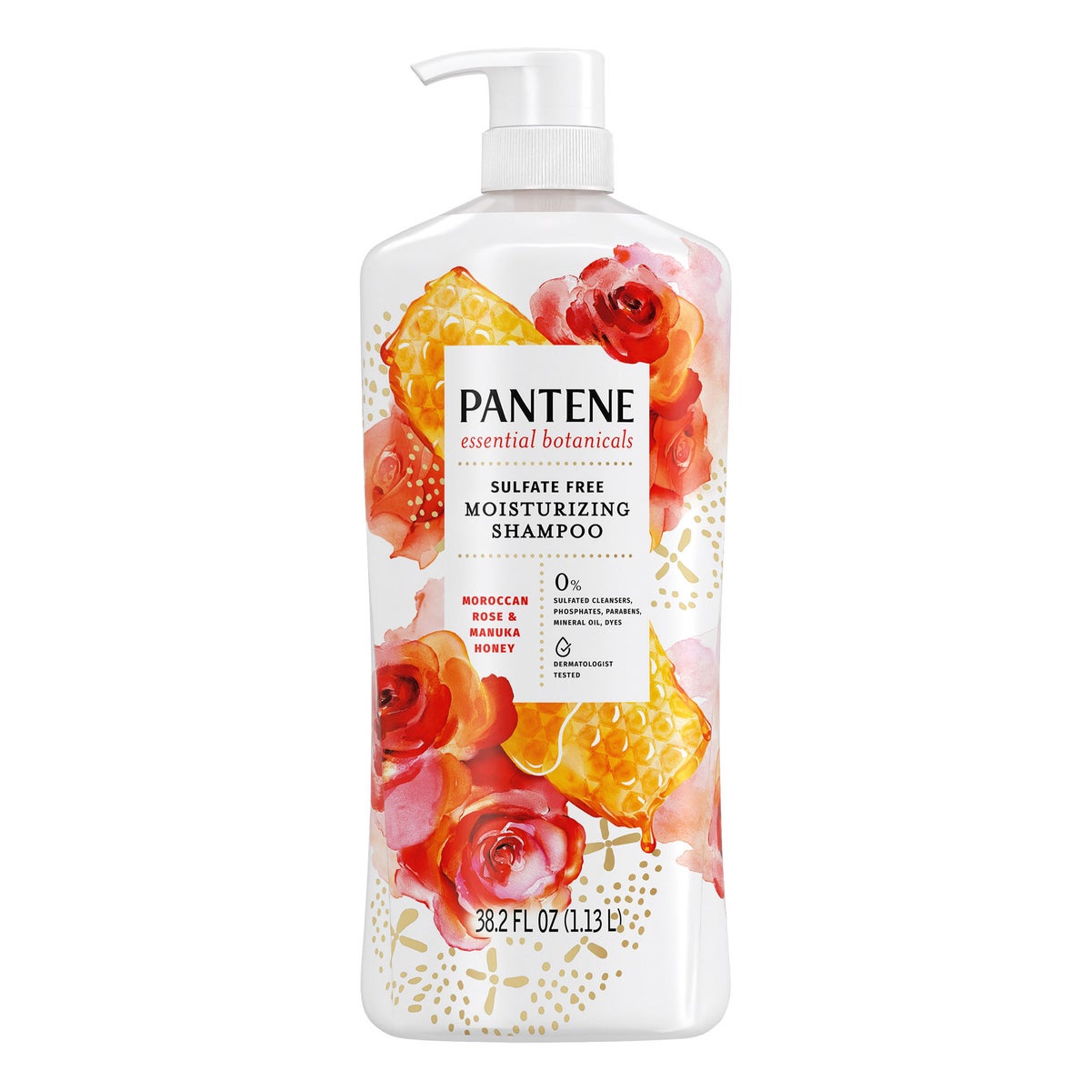 Pantene Essential Botanicals Moroccan Rose and Manuka Honey shampoo bottle