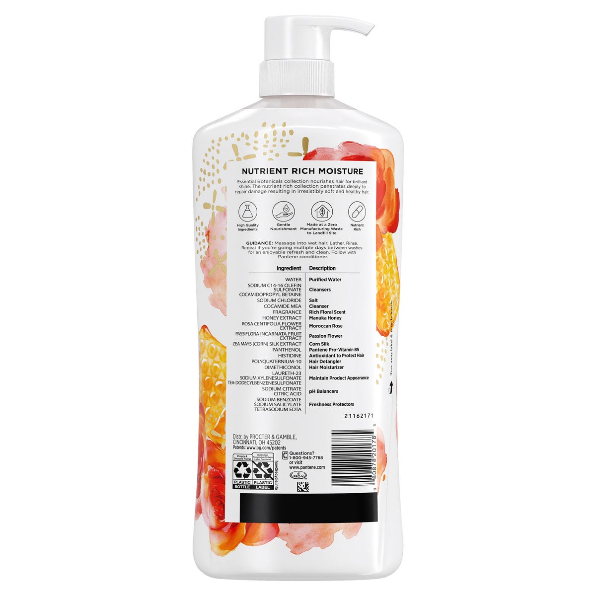 Pantene botanical shampoo 38.2 fl oz front view
