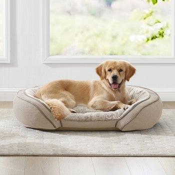 Kirkland Signature beige sloped cuddler orthopedic pet bed