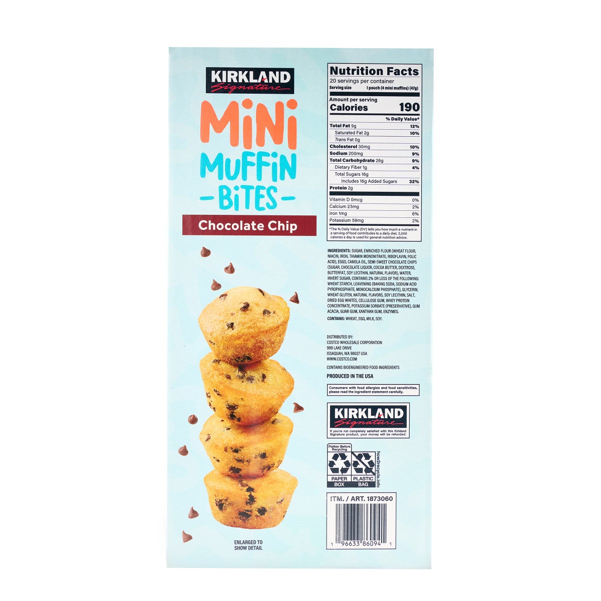 Chocolate chip mini muffins in portable pouch packaging