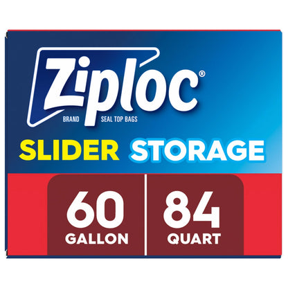 Quart and gallon Ziploc storage bags with slider closure