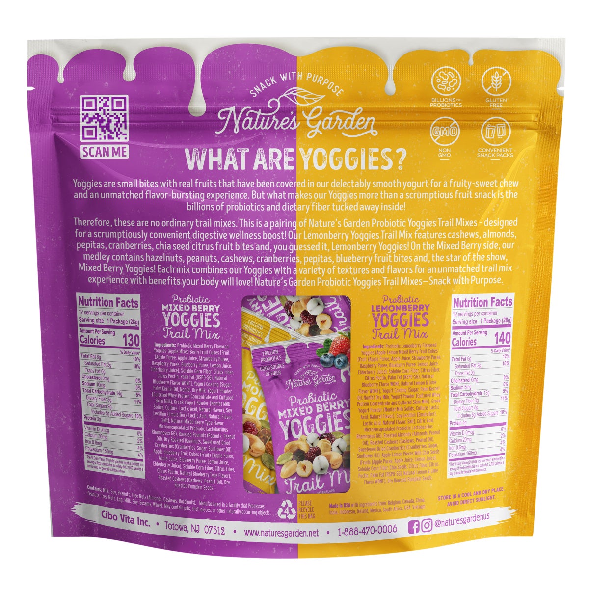 Single-serve Lemon & Berry trail mix bags by Nature's Garden