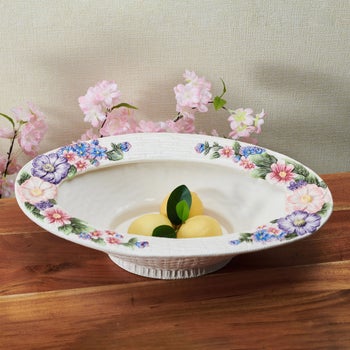 Fitz and Floyd Jardin 18 inch ceramic centerpiece bowl