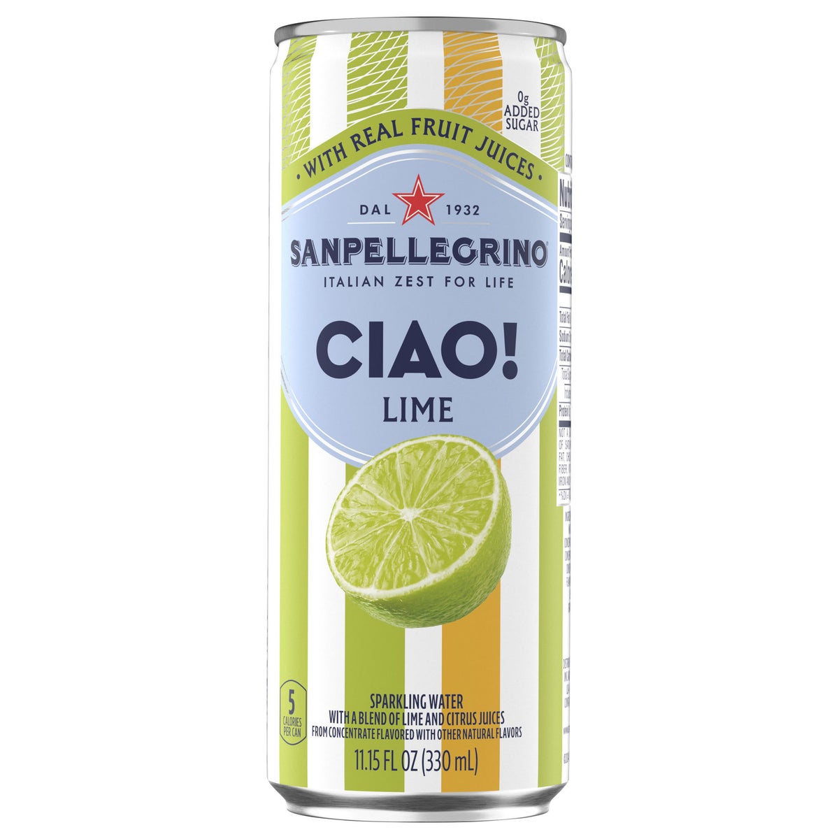 Blood Orange Peach and Lime sparkling water cans