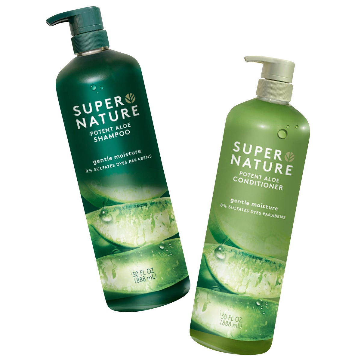 Super Nature moisture shampoo and conditioner bottles