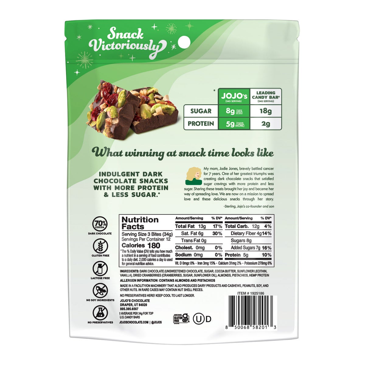 Jojo's dark chocolate nut and cranberry snack bites